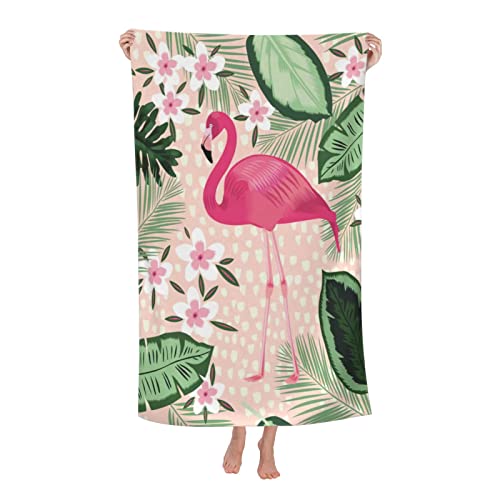 COMFAR Flamingo Microfiber Oversized Beach Towel for Women & Adults - Quick Dry Sand-Free Pool Towel 30x60