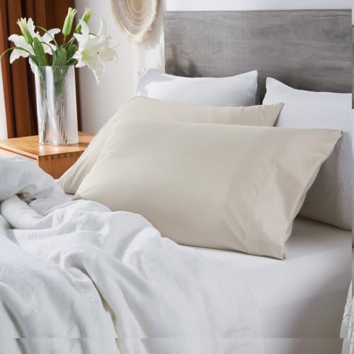 King Size Microfiber Pillowcases - Pack of 2, Ivory, Soft & Durable