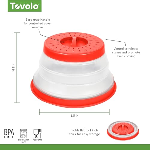 Tovolo Microwave Splatter Cover - Collapsible Silicone Lid for Small Dishes
