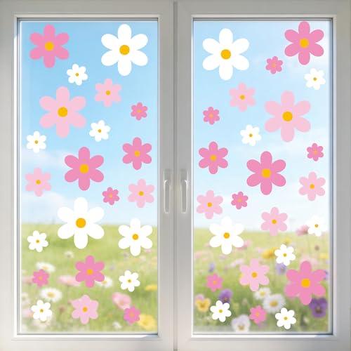 108 Pcs Daisy Window Clings - Double-Sided Flower Stickers for Home Decor