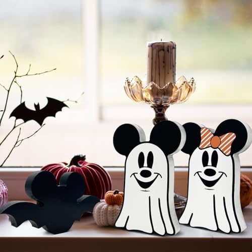Cute Halloween Mouse Table Decorations - 4pcs Wooden Set