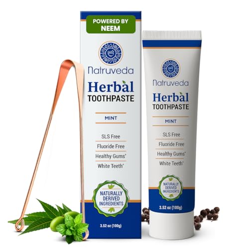 Natruveda Neem Herbal Toothpaste - Fluoride Free & SLS Free Ayurvedic Care 3.52 oz