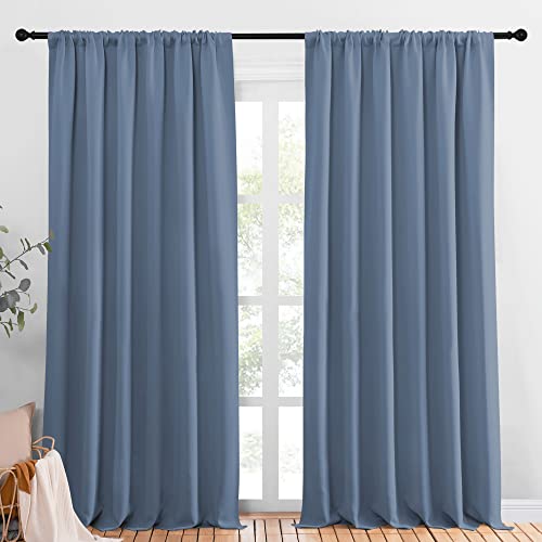 NICETOWN Blackout Curtains 70x95 Inch, Thermal Insulated Drapes - Stone Blue