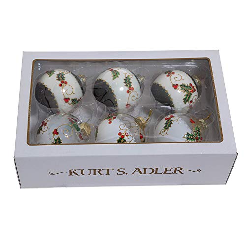 Holly Leaves and Berries Glass Ornament Set - 80mm Holiday Decorations