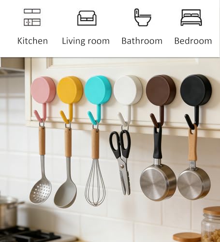 Set of 10 Heavy Duty Adhesive Wall Hooks - Pink for Home Use