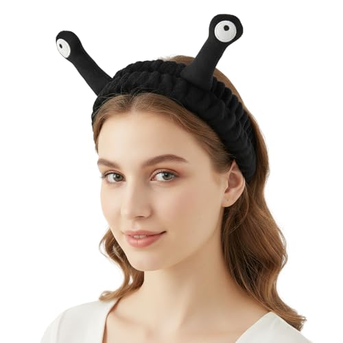 FAIRY CORA Snail Spa Headband, Soft Coral Fleece Face Wash Headband for Makeup