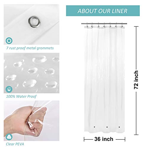 Mrs Awesome 36x72 Stall Shower Curtain Liner, Clear Heavy Duty PEVA