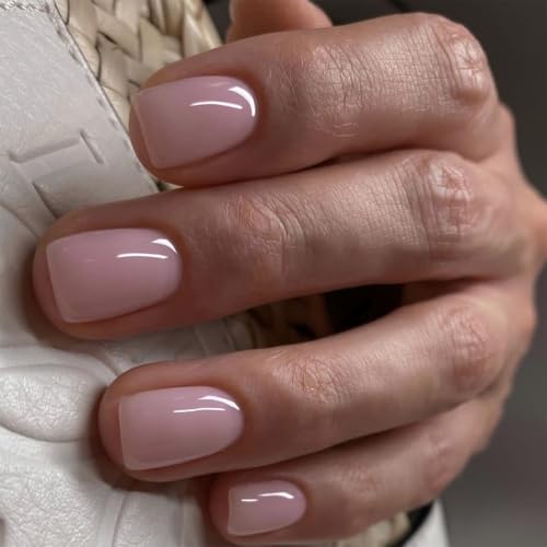 Nude Pink Square Press On Nails Short Reusable Fake Nails Kit