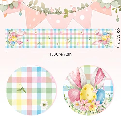 Easter Buffalo Plaid Table Runner 13 x 72 Linen Farmhouse Decor