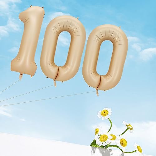 40 Inch Caramel Number 100 Foil Balloons for Celebrations