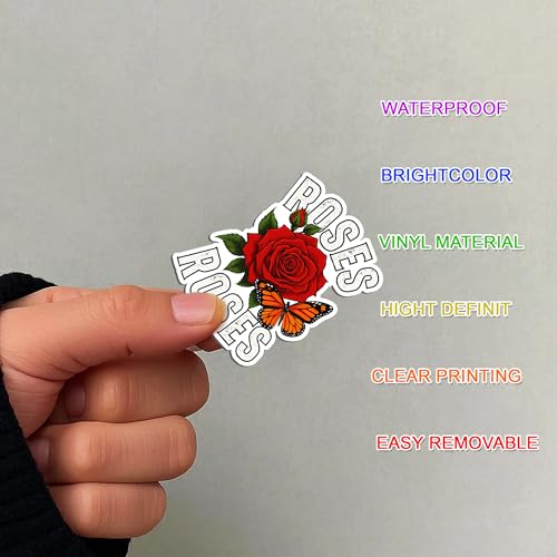 115 PCS Rose and Tulip Stickers Pack - Waterproof Vinyl Decals