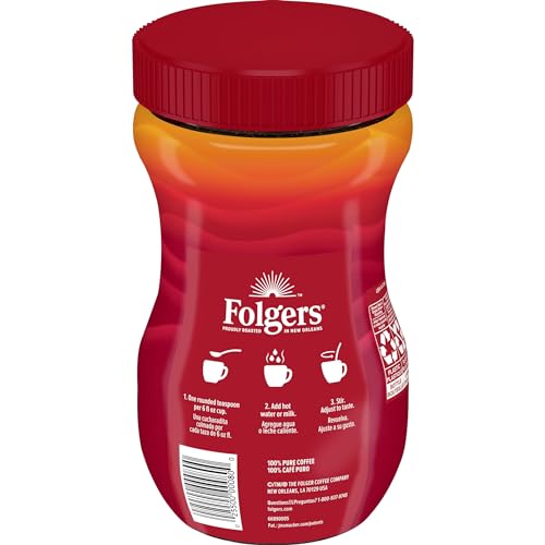 Folgers Classic Roast Instant Coffee 12 Oz Jar - Smooth Flavor