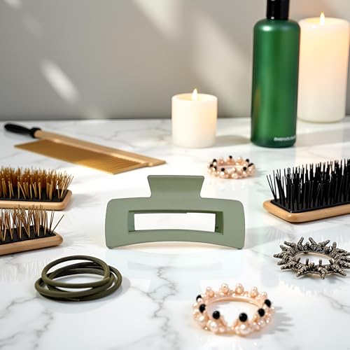 Green Square Hair Claw Clip Large Non-Slip Strong Hold for Thick Hair
