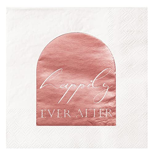 Happily Ever After Rose Gold Foil Cocktail Napkins - 50 Count