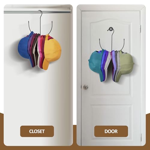 ZEDODIER Metal Hat Hanger, 2 Pack Black Hat Organizer for 20 Baseball Caps