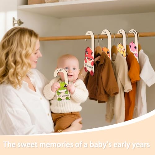 Dinosaur Baby Closet Dividers - Wooden Size Organizers for 0-24 Months