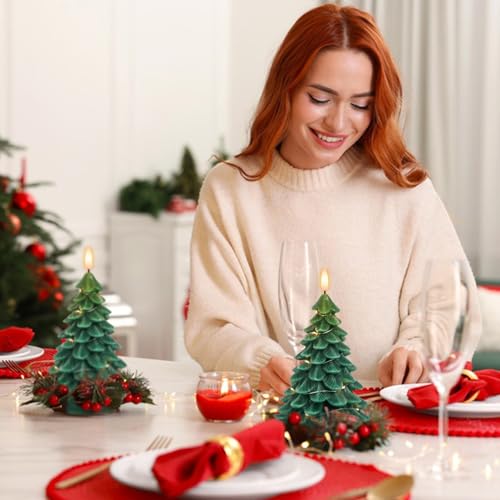 Lasumora Christmas Tree Flameless Candles with Remote Timer - B-Fairy Lights