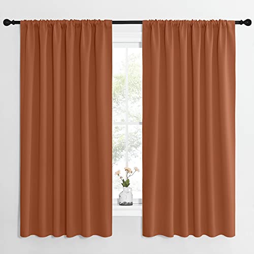 NICETOWN Thermal Insulated Blackout Curtains, Burnt Orange, 62"W x 63"L