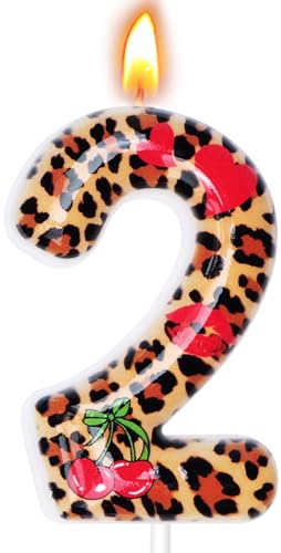 Cheetah Print Birthday Number 2 Candle - Party Decoration