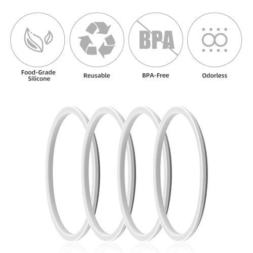 4pcs Gasket Replacement for Owala 40oz Tumbler, Silicone O Ring Water Bottle Ring Seal Lid Gasket Replacement Parts Accessories Compatible with Owala 40oz Stainless Steel Cup (Grey)