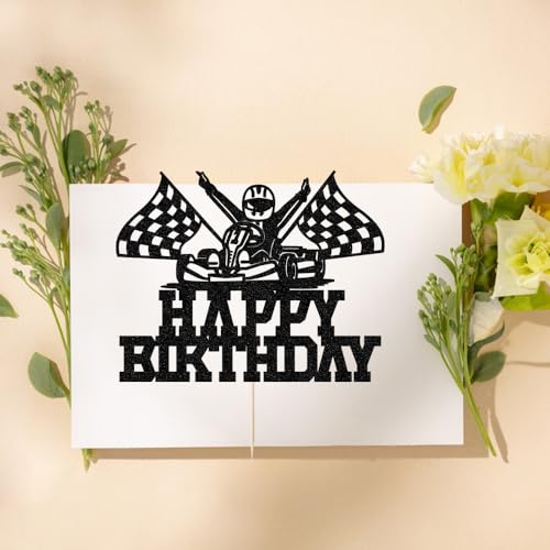 Race Car Cake Topper - Happy Birthday Racing Theme Decor