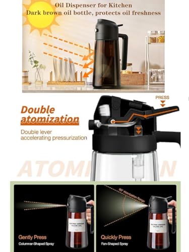 Zwzjheng 2-in-1 Olive Oil Dispenser & Spray Bottle, 16oz