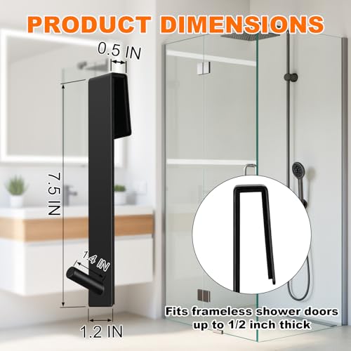 CZC HOME 7.5-Inch Extended Shower Door Towel Hook - Stainless Steel (2 Pack)