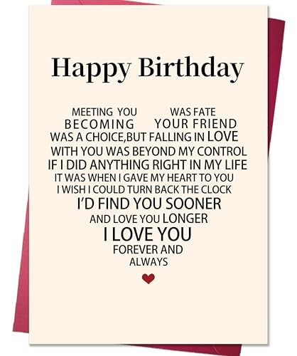 Romantic Birthday Card for Him or Her - Heartfelt Love Message