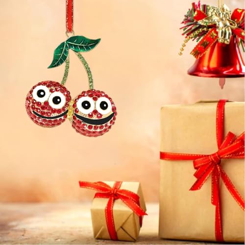 Cute Cherry Christmas Ornament 2025 - Metal Hanging Decoration