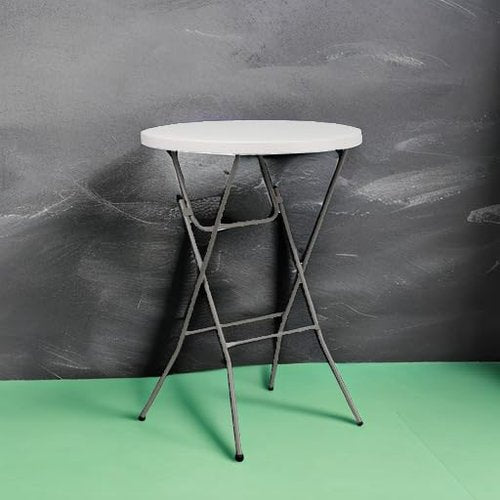 Flash Furniture Kathryn 31.5" Round All-Occasion Folding Bar Height Table for Parties and Commercial Events, Plastic Bar Height Folding Table, White