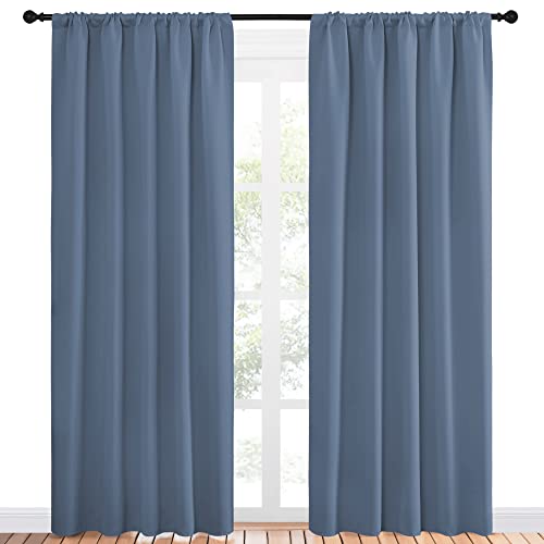 NICETOWN Blackout Curtains - 52" x 84" Thermal Insulated Drapes, Stone Blue