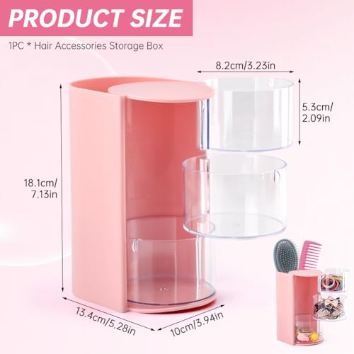 3-Layer Rotating Hair Accessories Organizer - Pink