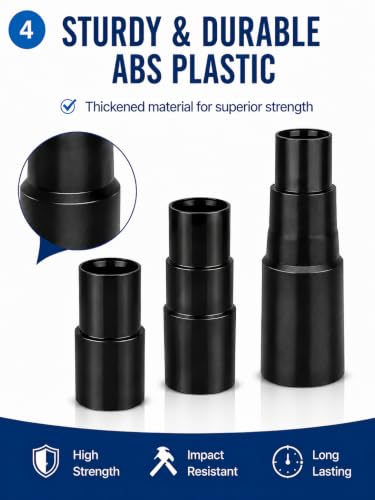 3-Piece Vacuum Hose Adapter Set - Compatible with 1-1/4", 1-3/8" & 1-1/2" Vacs