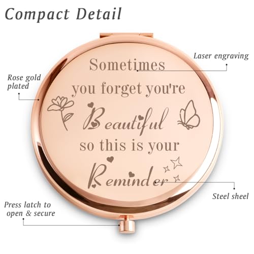 Daricano Personalized Compact Mirror Laser Engraved Makeup Mirror for Women