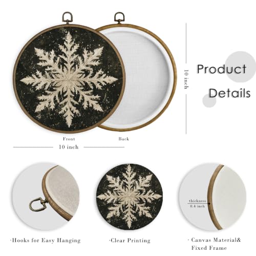 Moody Vintage Christmas Snowflake Framed Wall Art 10x10 inches - Winter10