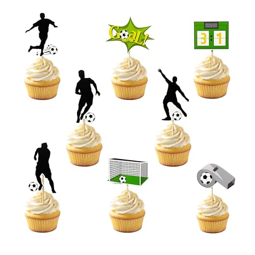 32 PCS Soccer Cupcake Toppers - Football Cake Decorations