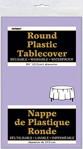 Lavender Round Plastic Table Cover 84 Inch Waterproof Tablecloth