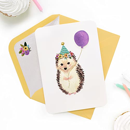Papyrus Hedgehog Birthday Card - Cute Design, 5x7 Size