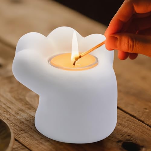 Cute Cat Candle Holder - Handmade Siamese Cat Decor for Home