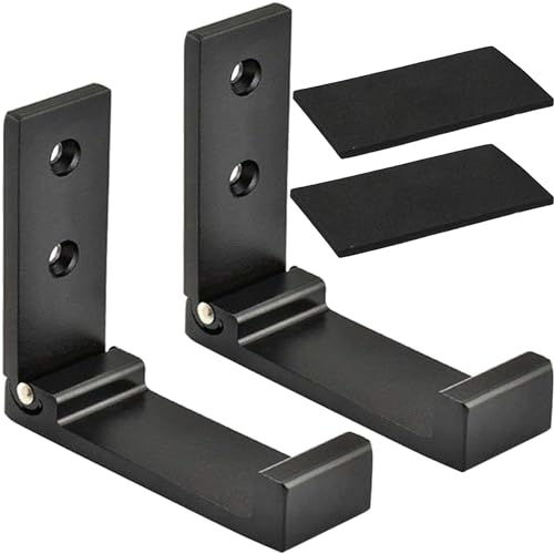Black Folding Coat Hooks - 2 Pack Space-Saving Wall Hangers