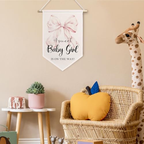 ChissNook Baby Shower Canvas Banner - Sweet Baby Girl Party Decor