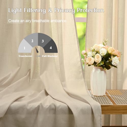 FRAMICS Linen Cafe Curtains - 26" x 36" Boho Farmhouse Tier Curtains, 2 Panels