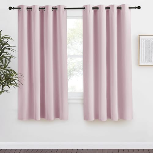 NICETOWN Blackout Curtain, 55x68 Inch Grommet Panel, Thermal Insulated, Pink