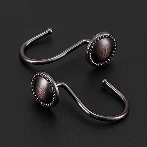 CHICTIE Oil Rubbed Bronze Shower Curtain Hooks - Set of 12