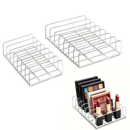 Makeup Palette Organizer - 2 Pack Clear Acrylic Storage with 7 Slots