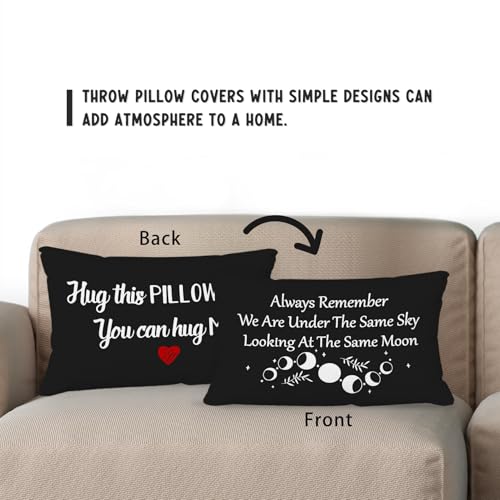 Sufamb Black 20x12 Inch Reversible Long Distance Relationship Pillow Cover Gift for Boyfriend Girlfriend