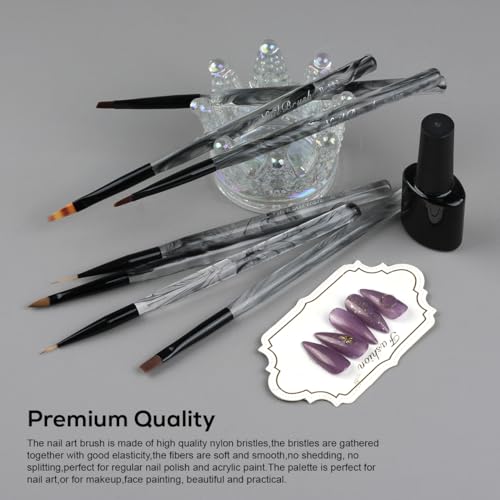 Yihuale 7-Piece Nail Art Brush Set for Gel Polish Painting and Manicure