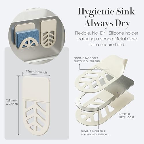 Brivdeto Flexible Silicone Sponge Holder - Adhesive Sink Caddy, 2-Pack