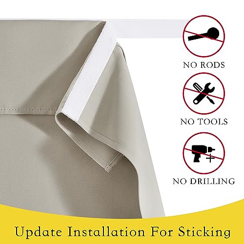 NICETOWN 46x63 Light Flaxen Thermal Insulated Tie Up Curtains