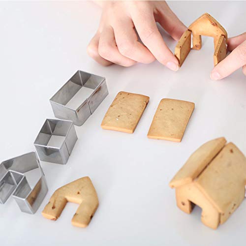 Mini Gingerbread House Cookie Cutters Set - Stainless Steel 3-Piece